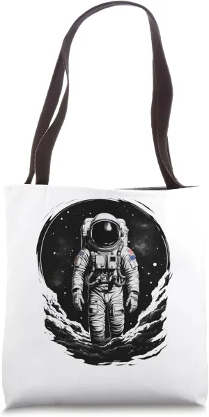 Solitary Astronaut Floating in Inky Space - Graphic Shirt Tote Bag