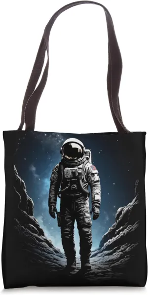 Solitary Astronaut Floating in Inky Space - Graphic Shirt Tote Bag