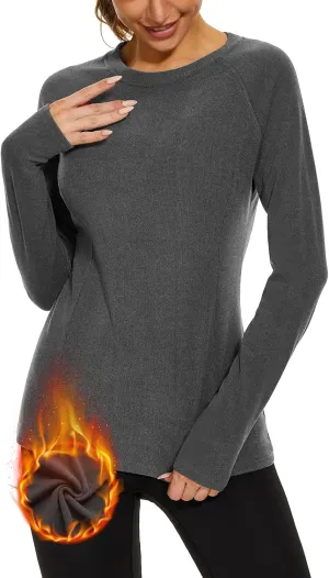 Soneven Thermal Shirts for Women Base Layer Ultra Soft Fleece Lined Underwear for Winter Cold Weather
