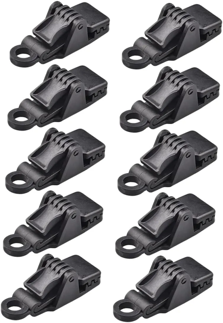 Sosoport Tent Lock Grip Clamps 10 Pcs Plastic Tarp Clips Windproof Tent Clamp for Camping Supplies