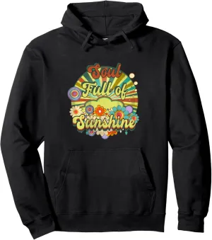 Soul Full of Sunshine Vintage Sunset Retro Groovy Flower Pullover Hoodie