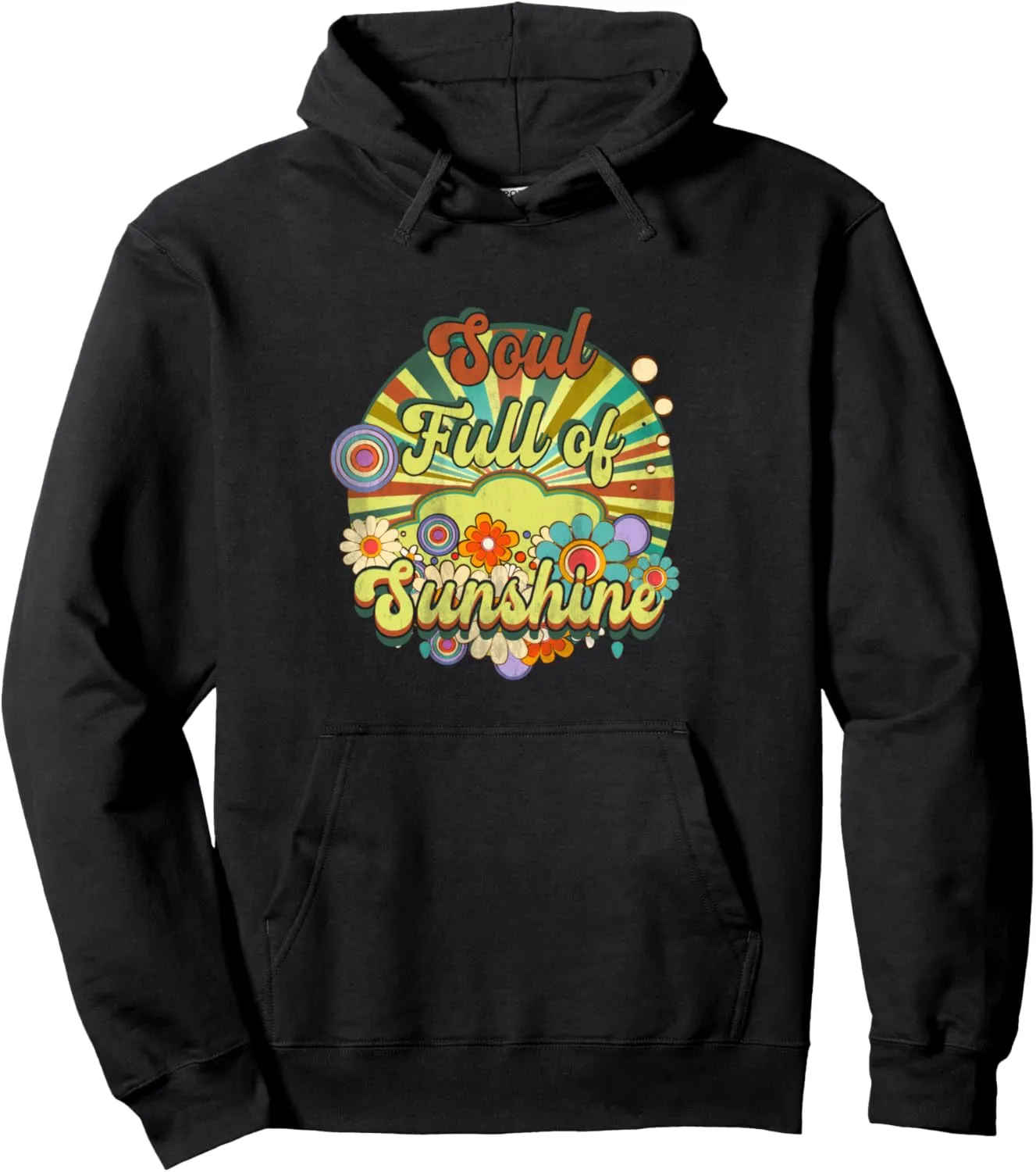Soul Full of Sunshine Vintage Sunset Retro Groovy Flower Pullover Hoodie