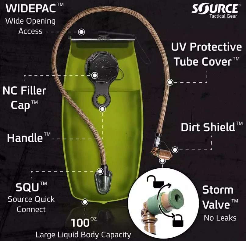 SOURCE WXP Hydration Bladder w/ Storm Valve (3L / 100oz)