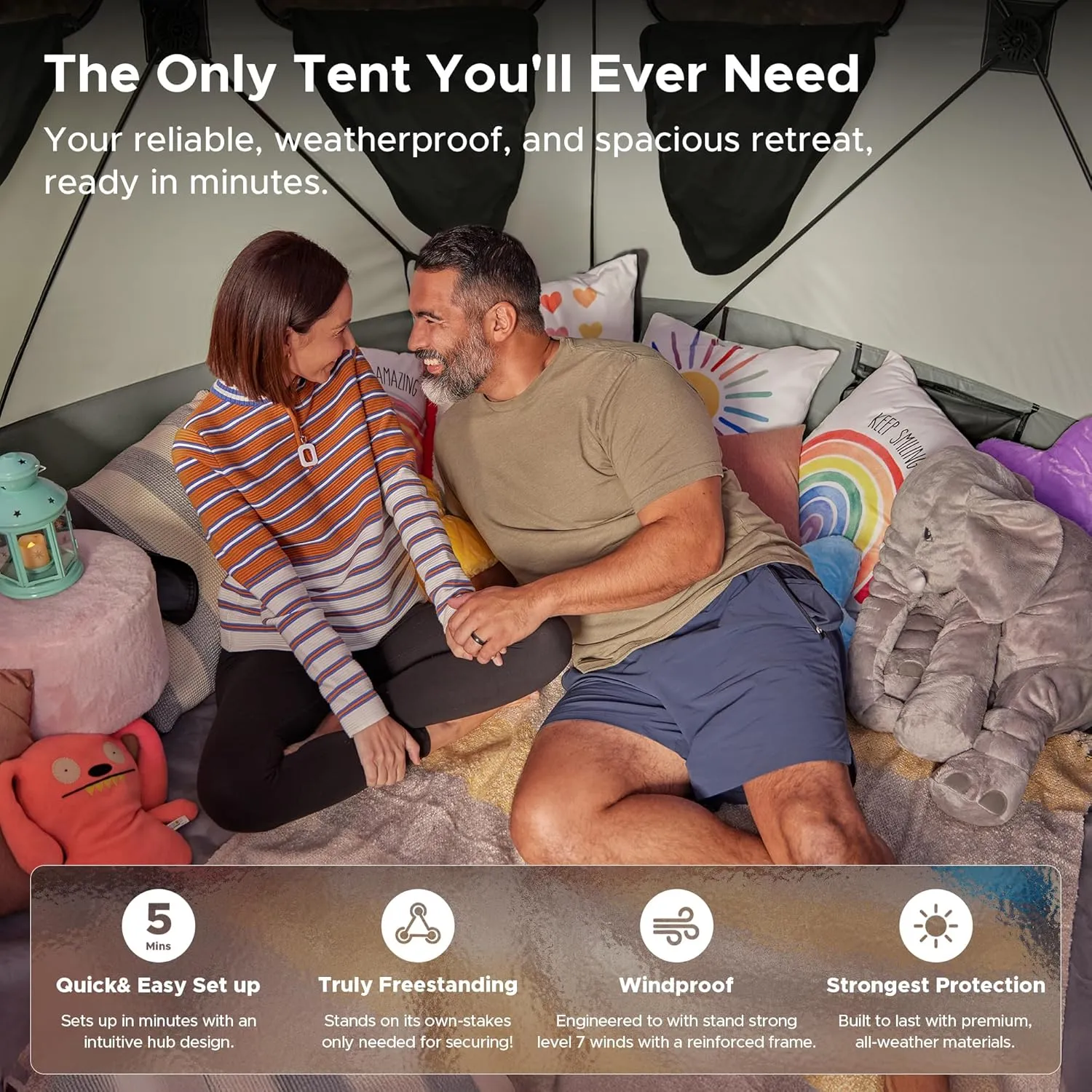Space Acacia Lite Camping Tent | 2/3/4/8 Person Pop Up Tents for Camping | Lightweight & Durable Beach Tent | Level 7 Wind Resistance, UPF 50  | Quick Setup for Camping & Backyard