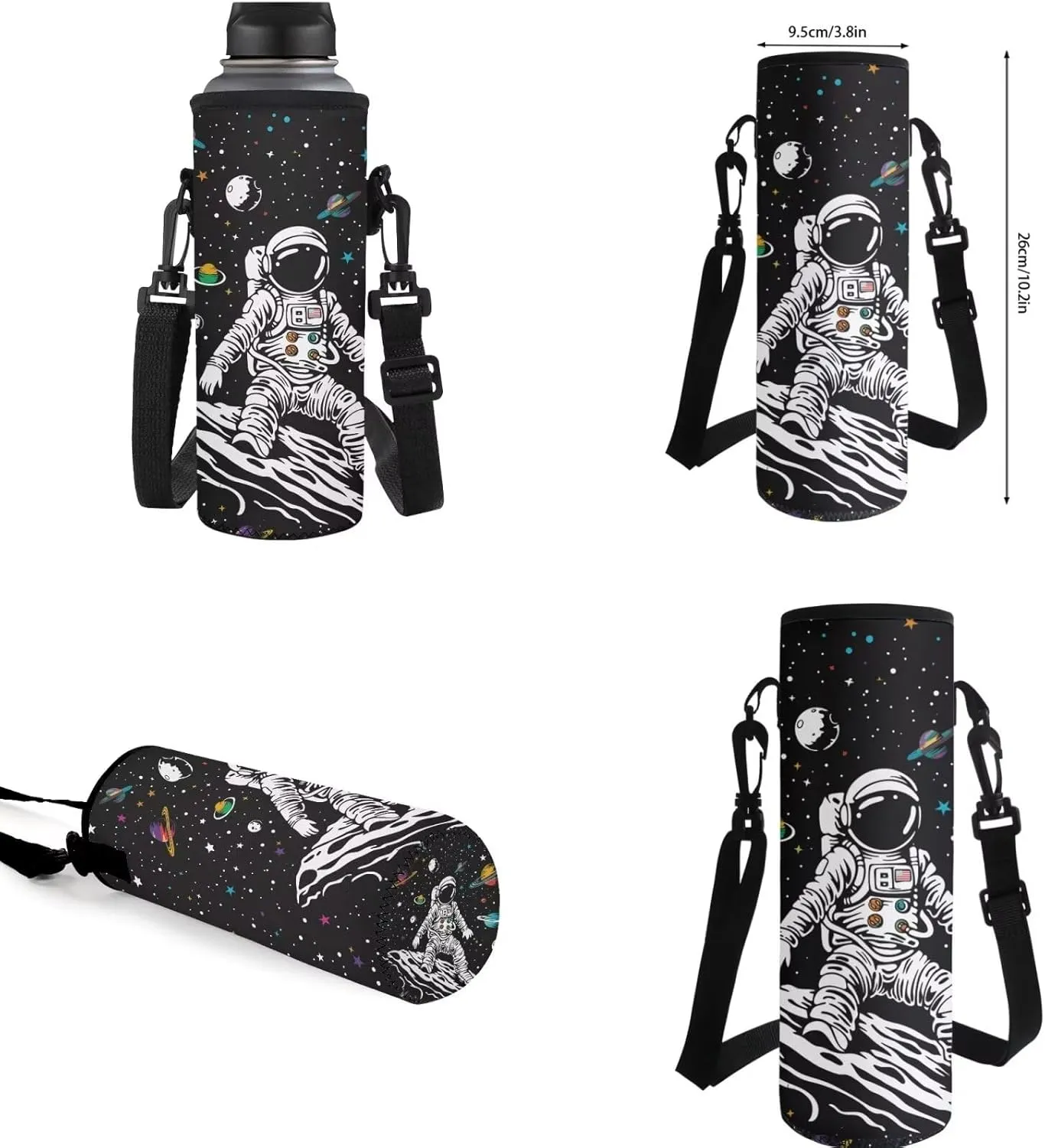 Space Astronaut Backpack for Girls Solar System Lunch Box for School Practical Pencil Case with Zipper Novelty Water Bottle Holder for Teens 4PCS Backpack Set for Students Nice Gifts
