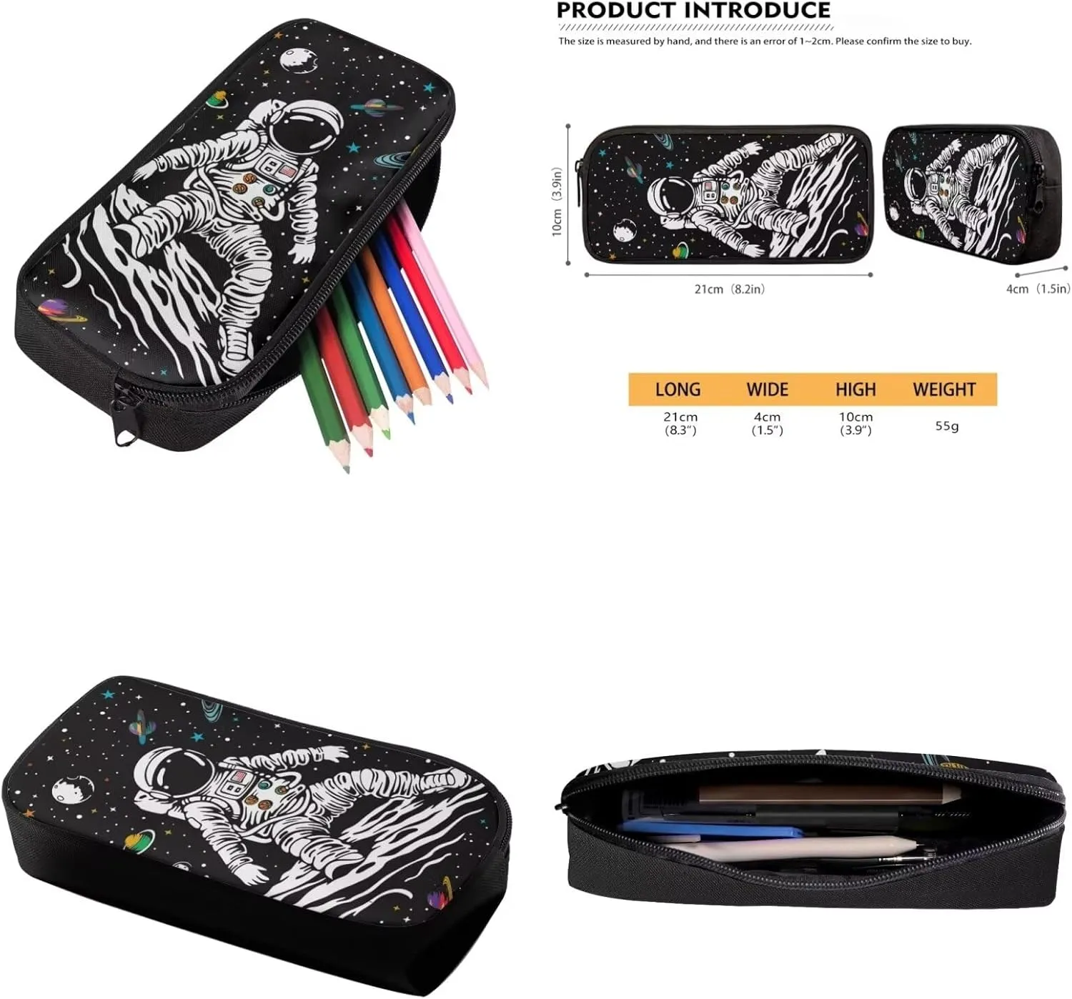 Space Astronaut Backpack for Girls Solar System Lunch Box for School Practical Pencil Case with Zipper Novelty Water Bottle Holder for Teens 4PCS Backpack Set for Students Nice Gifts