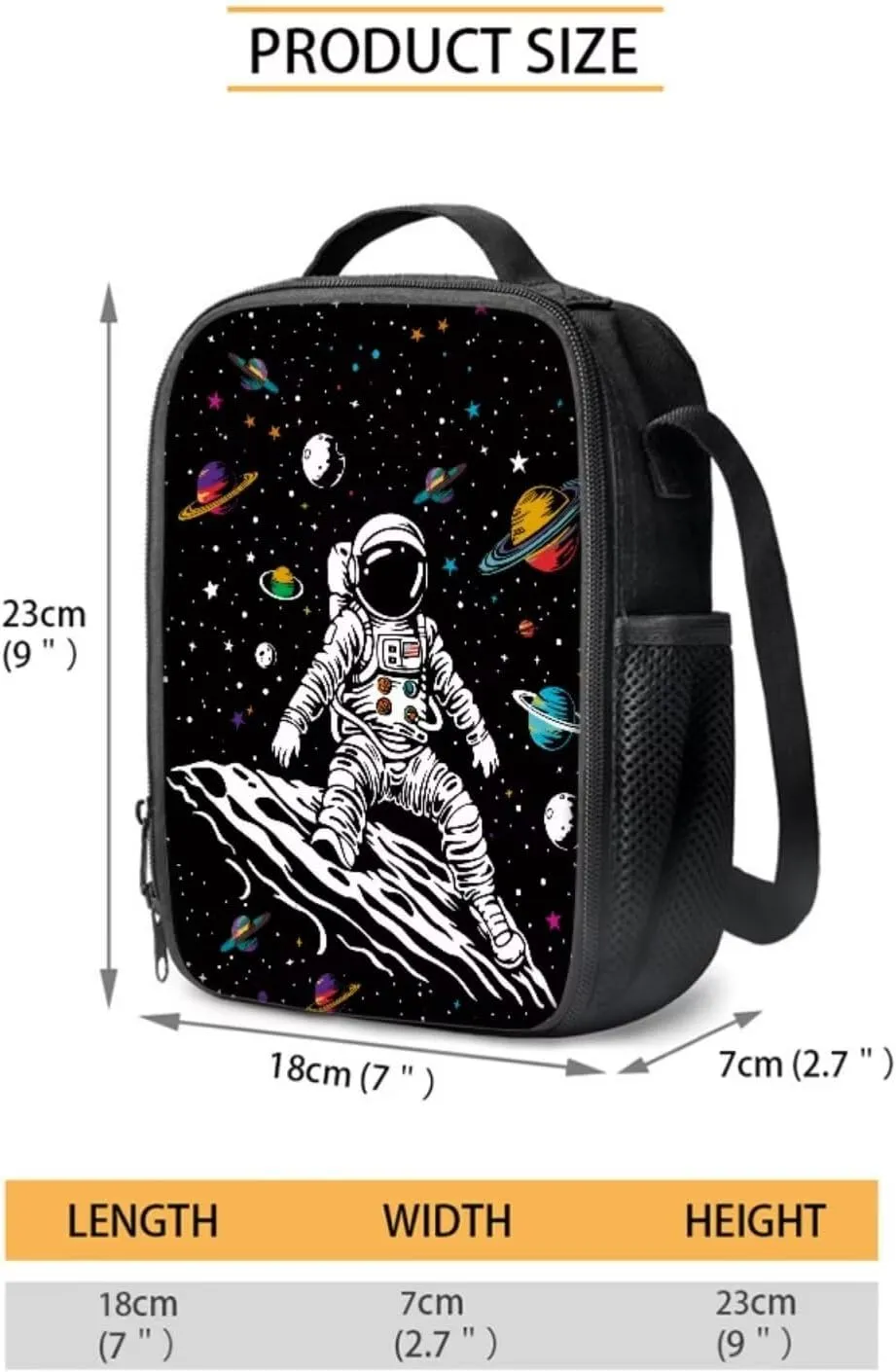 Space Astronaut Backpack for Girls Solar System Lunch Box for School Practical Pencil Case with Zipper Novelty Water Bottle Holder for Teens 4PCS Backpack Set for Students Nice Gifts