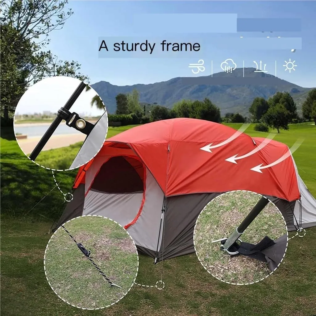 Spacious and Lightweight 4-6 People Double-Layer Tent, Rainproof and Sunshade Outdoor Camping Tent, Easy to Build Family Park Tent Outdoor Tent