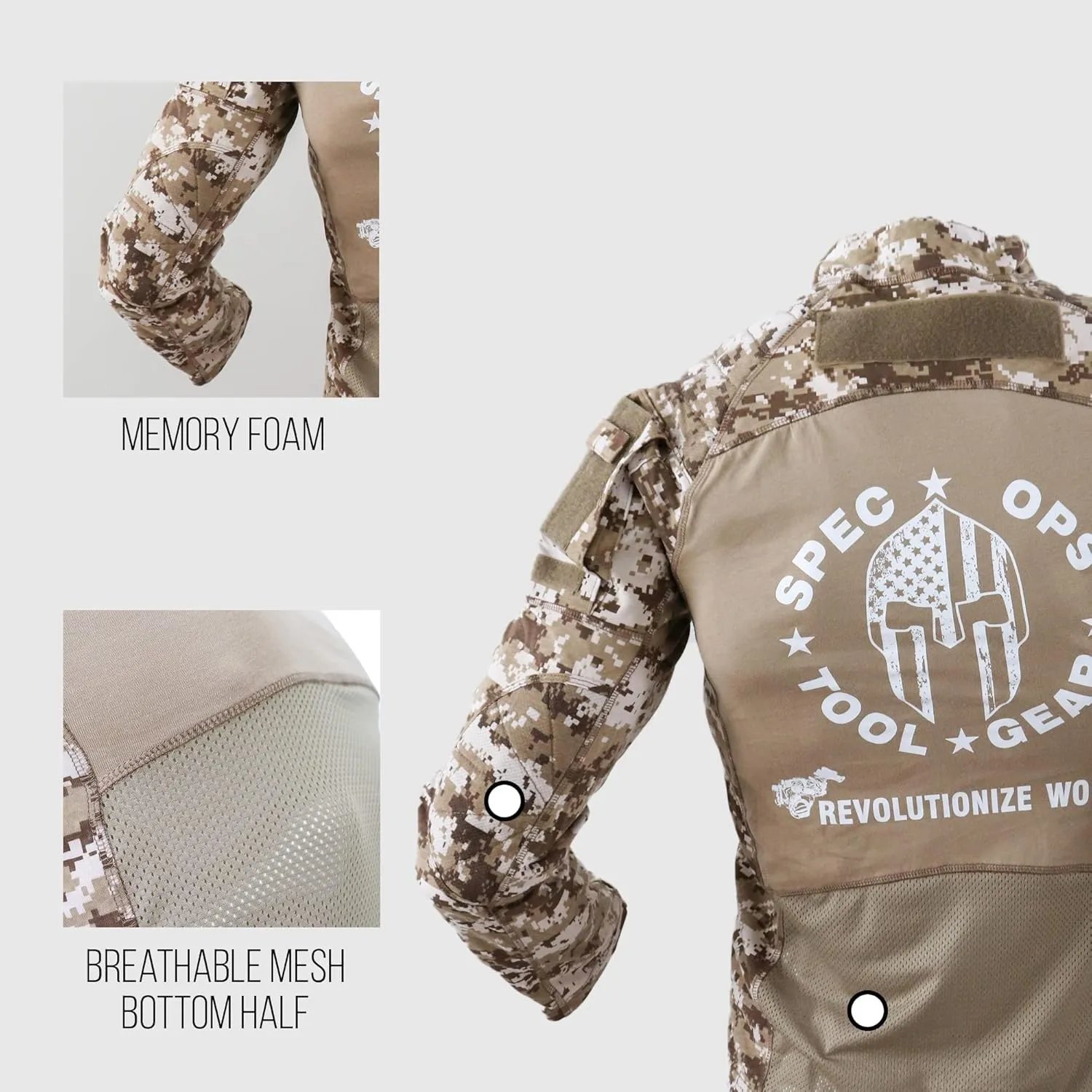 Spec Ops Tool Gear Foxtrot Men's Work T-Shirt with Breathable Mesh & Padded Shoulders for Outdoor: Fishing, Hiking, Airsoft;