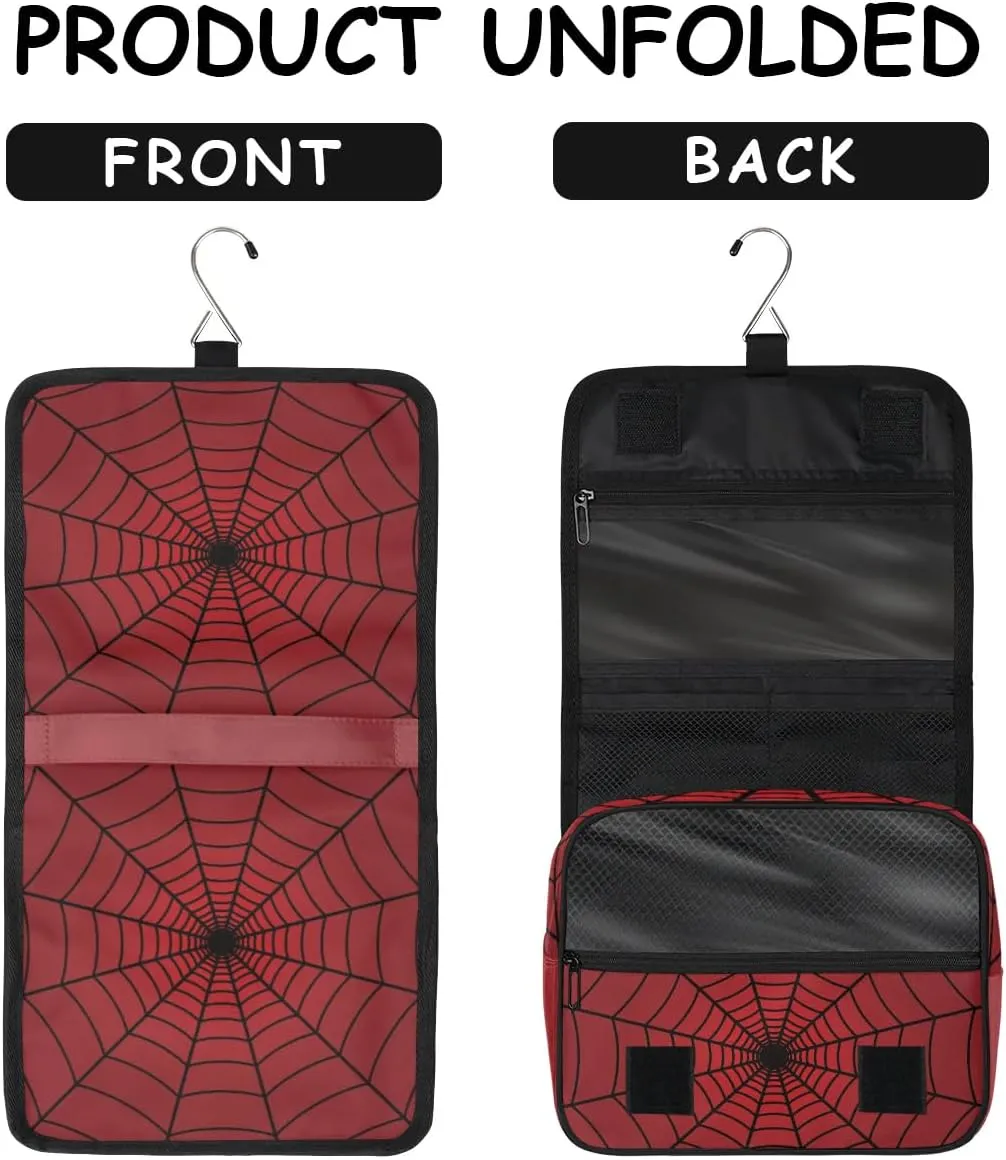 Spider Web Boys Hanging Toiletry Travel Bag Kids Waterproof Wash Cosmetic Bag Makeup Organizer for Travel Picnic Camping