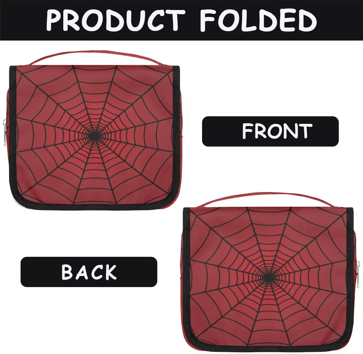 Spider Web Boys Hanging Toiletry Travel Bag Kids Waterproof Wash Cosmetic Bag Makeup Organizer for Travel Picnic Camping