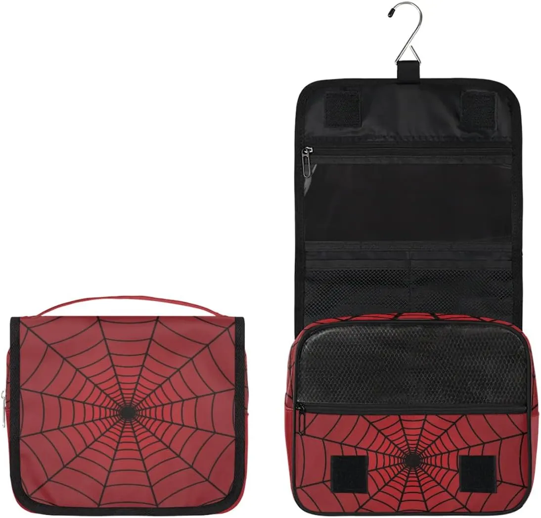 Spider Web Boys Hanging Toiletry Travel Bag Kids Waterproof Wash Cosmetic Bag Makeup Organizer for Travel Picnic Camping