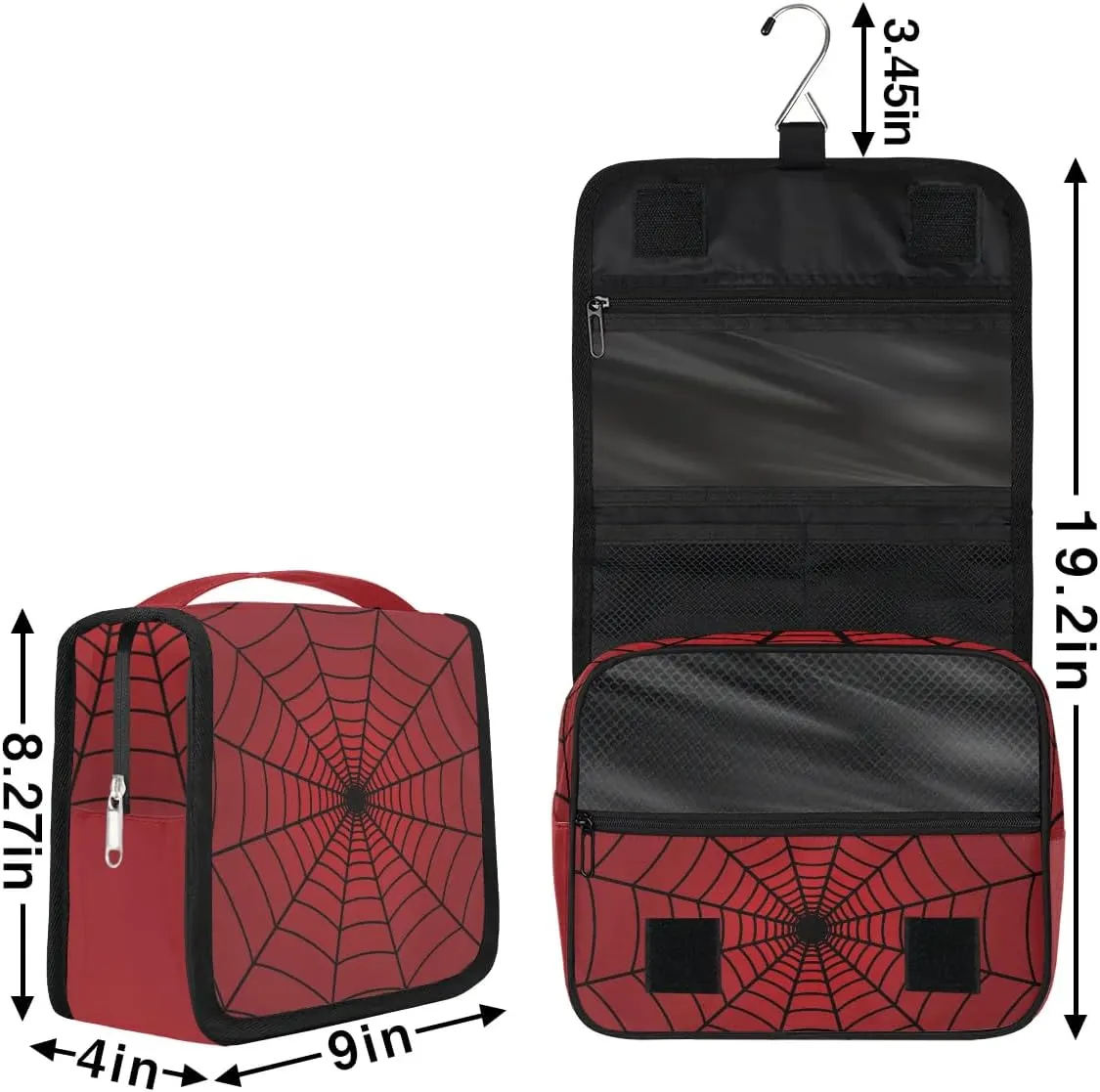 Spider Web Boys Hanging Toiletry Travel Bag Kids Waterproof Wash Cosmetic Bag Makeup Organizer for Travel Picnic Camping