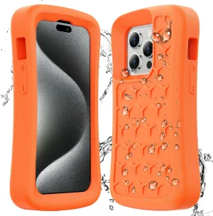 SPIDERCASE Floating Phone Case for iPhone 15/15 Pro/14/14 Pro/13/13 Pro/12/12 Pro [20FT Military Dropproof] with Waterproof Dry Bags and Lanyard EVA Foam iPhone Floating Case 6.1”, Orange