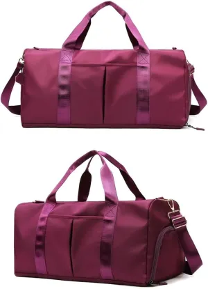 Sports Duffel Bag with Wet Dry Compartment, Large Capacity Travel Gym Bag, Available in Black, Navy, Burgundy (modena)
