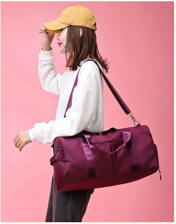 Sports Duffel Bag with Wet Dry Compartment, Large Capacity Travel Gym Bag, Available in Black, Navy, Burgundy (modena)