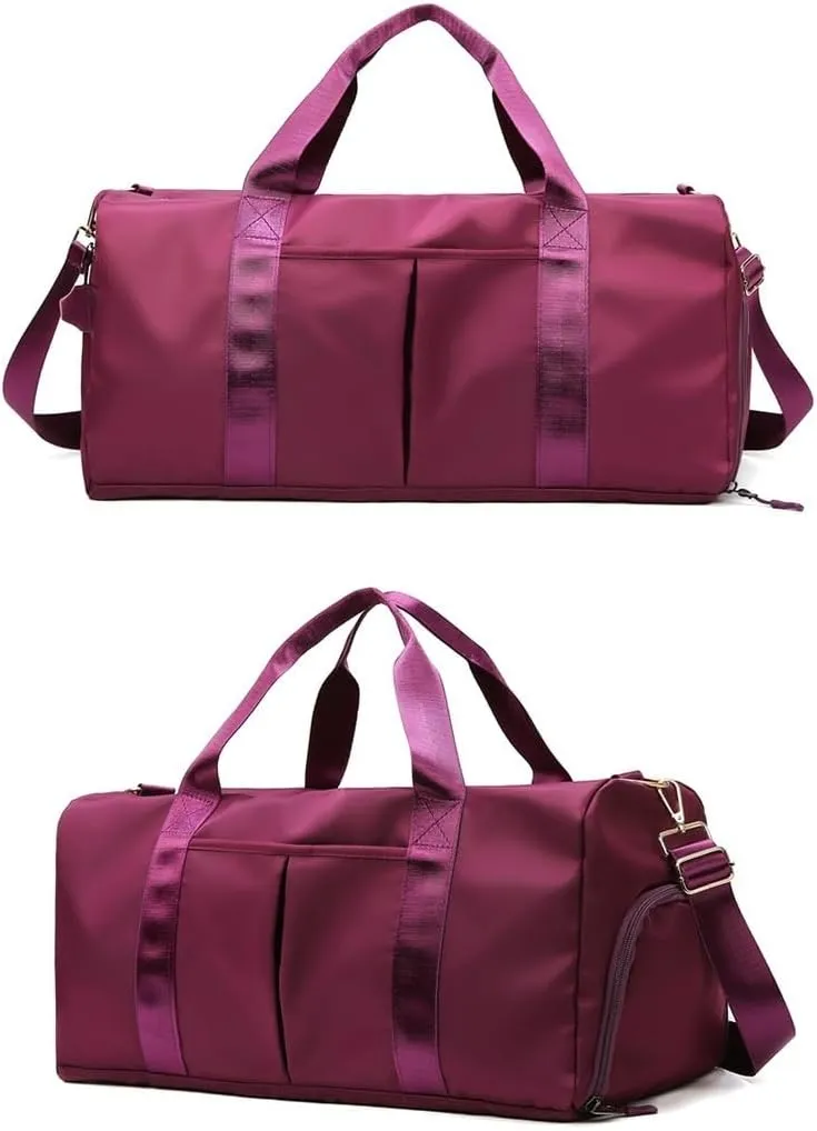 Sports Duffel Bag with Wet Dry Compartment, Large Capacity Travel Gym Bag, Available in Black, Navy, Burgundy (modena)