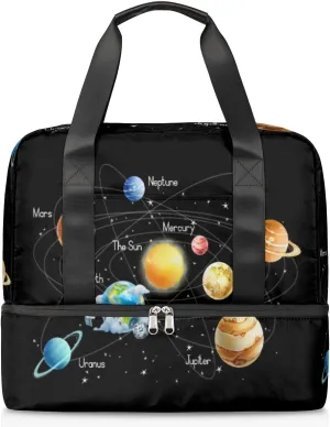 Sports Gym Bag with Shoes Compartment, Sun Venus Earth Travel Duffel Bag,Yoga Workout Bag Training Handbag, Overnight Bag Large Carry On Bag for Women Men Kids Girls Boys