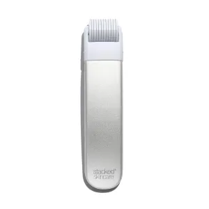 StackedSkincare Microneedling Roller with Replaceable 0.2mm Stainless Steel Needle Head - Gentle Micro Needle Roller for Face, Scalp & Body - Ergonomic Aluminum Handle for Smooth, Even, Radiant Skin