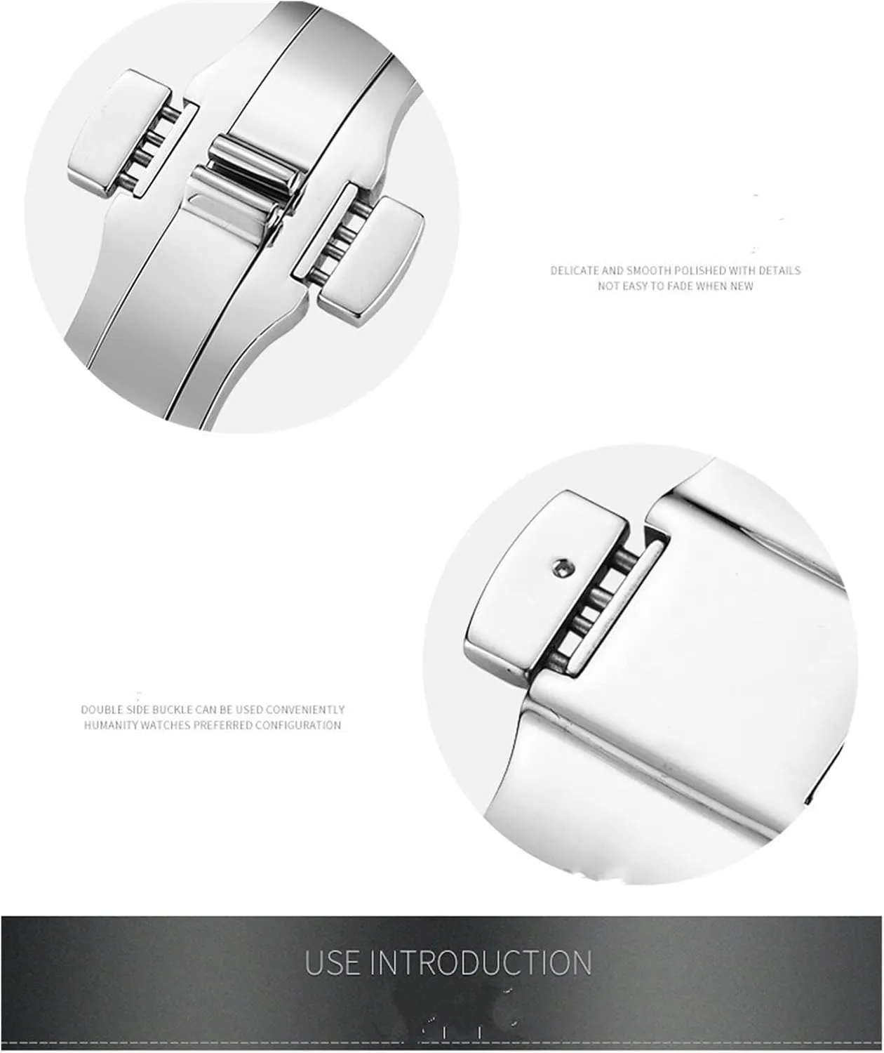 Stainless Steel Buckle Double Push Butterfly Button Multi-Watch Accessory Buckle Watch Band Clasp(6x21mm)