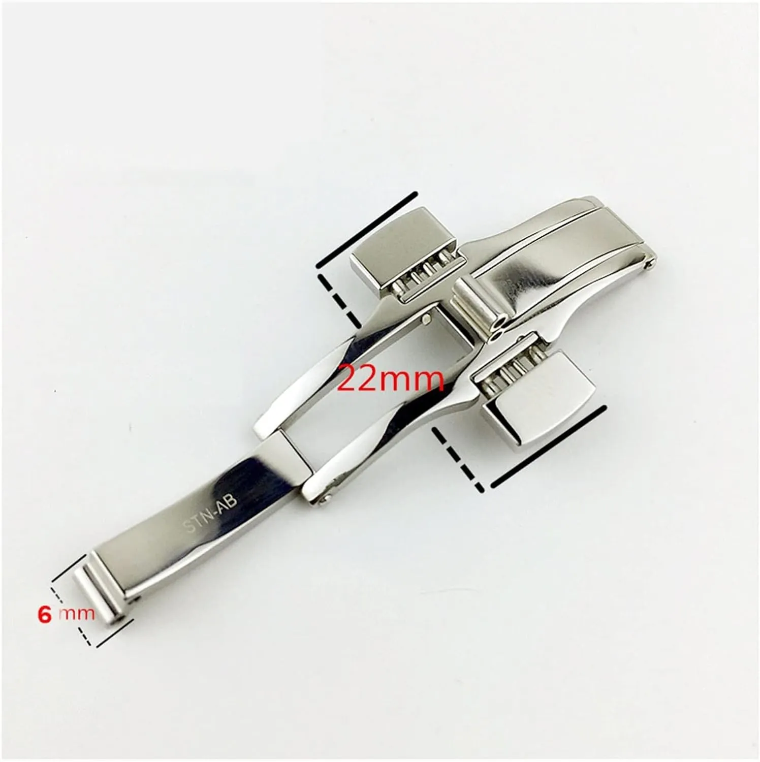 Stainless Steel Buckle Double Push Butterfly Button Multi-Watch Accessory Buckle Watch Band Clasp(6x21mm)