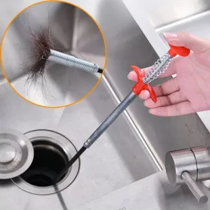 Stainless Steel Hair Catching Drain Cleaner Wire Spring Sink Cleaning Stick (60 cm size)
