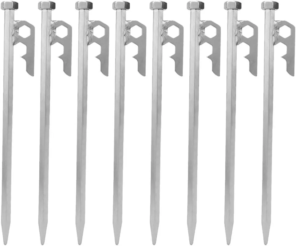 Stainless Steel Hex Tent Stakes Pegs Heavy Duty 20cm for Camping