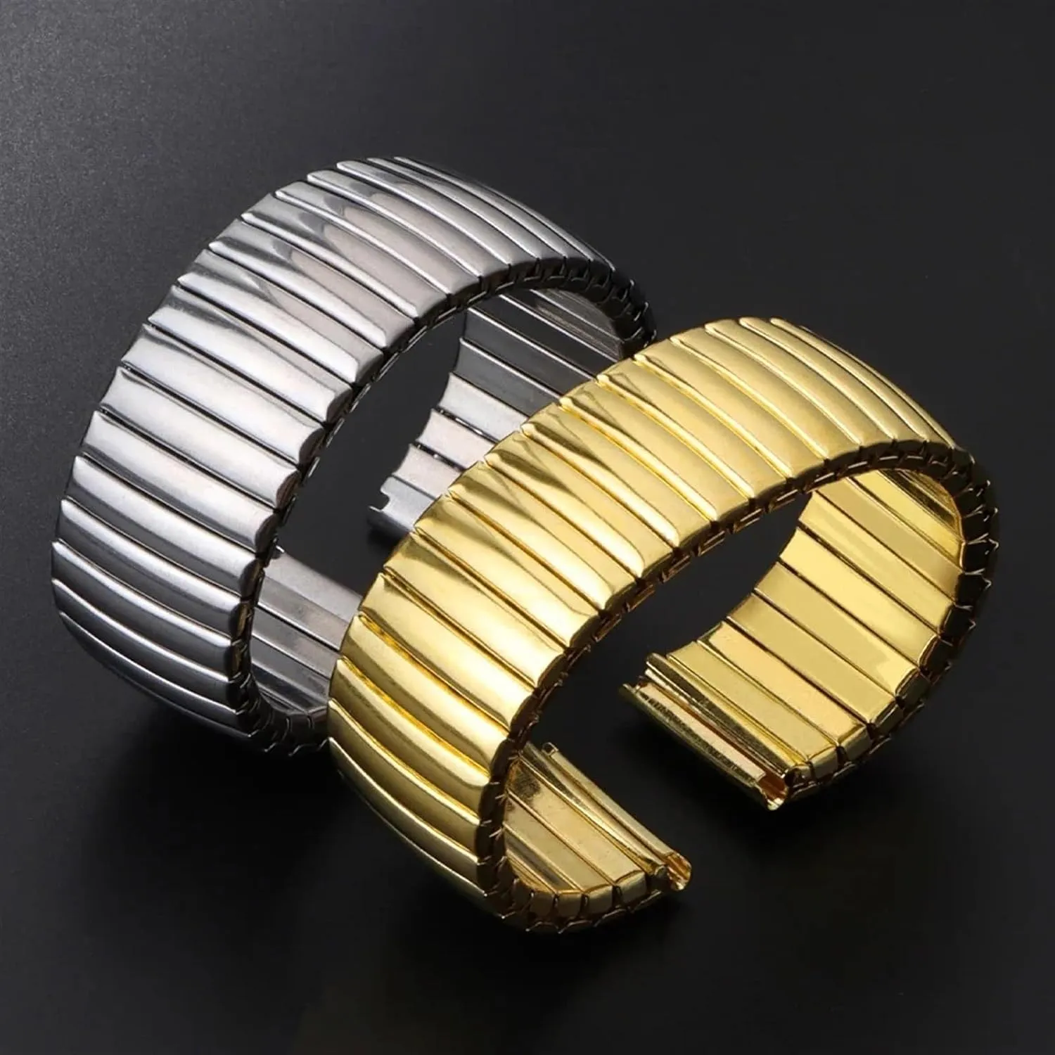 Stainless Steel Metal Extension Bracelet 18mm 20mm 22mm Universal Suitable for Smart Watch Quartz Watch Strap Stainless Steel Elastic Strap