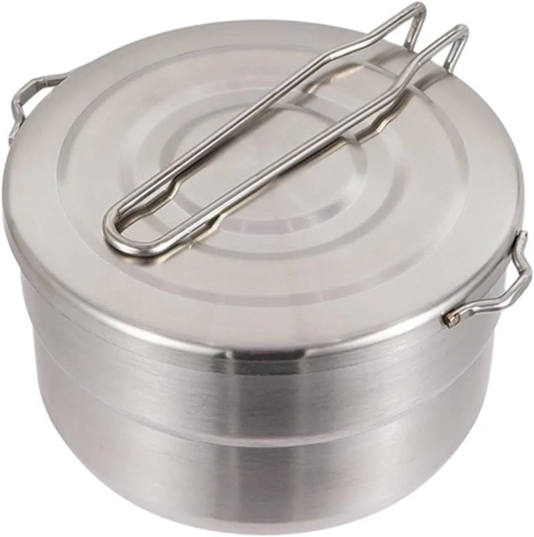 Stainless Steel Portable Camping Cooking Pot Outdoor Cookware for Backpacking and Hiking Easy Capacity Measurement for Outdoor Cooking