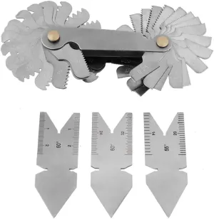 Stainless Steel Thread Pitch Measurement Set | 52 Leaves Metric & Imperial   3 Center Tools 60° & 55° | Effective Screw Thread Measuring Tool for Machinists/Mechanics/DIY