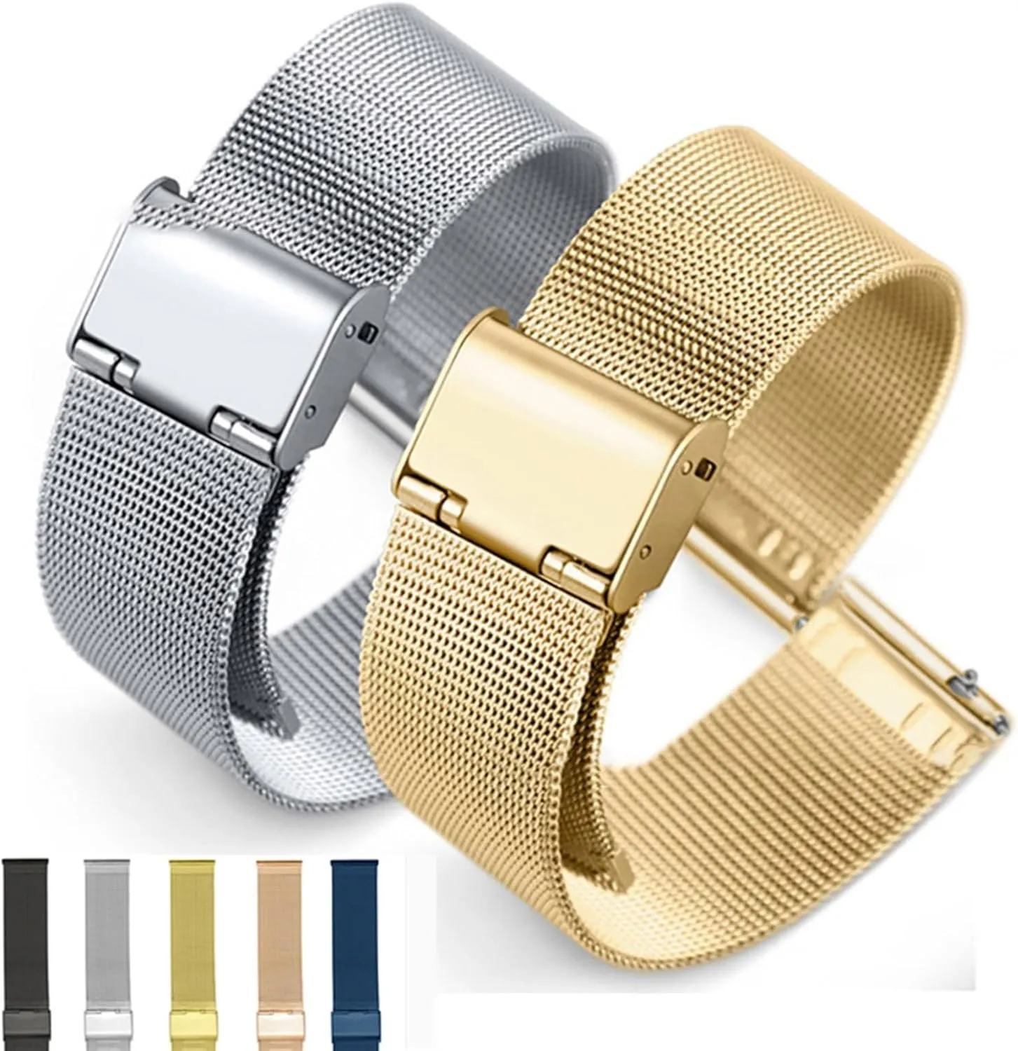 Stainless Steel Woven Mesh Watch Band Universal Quick Release Metal Strap