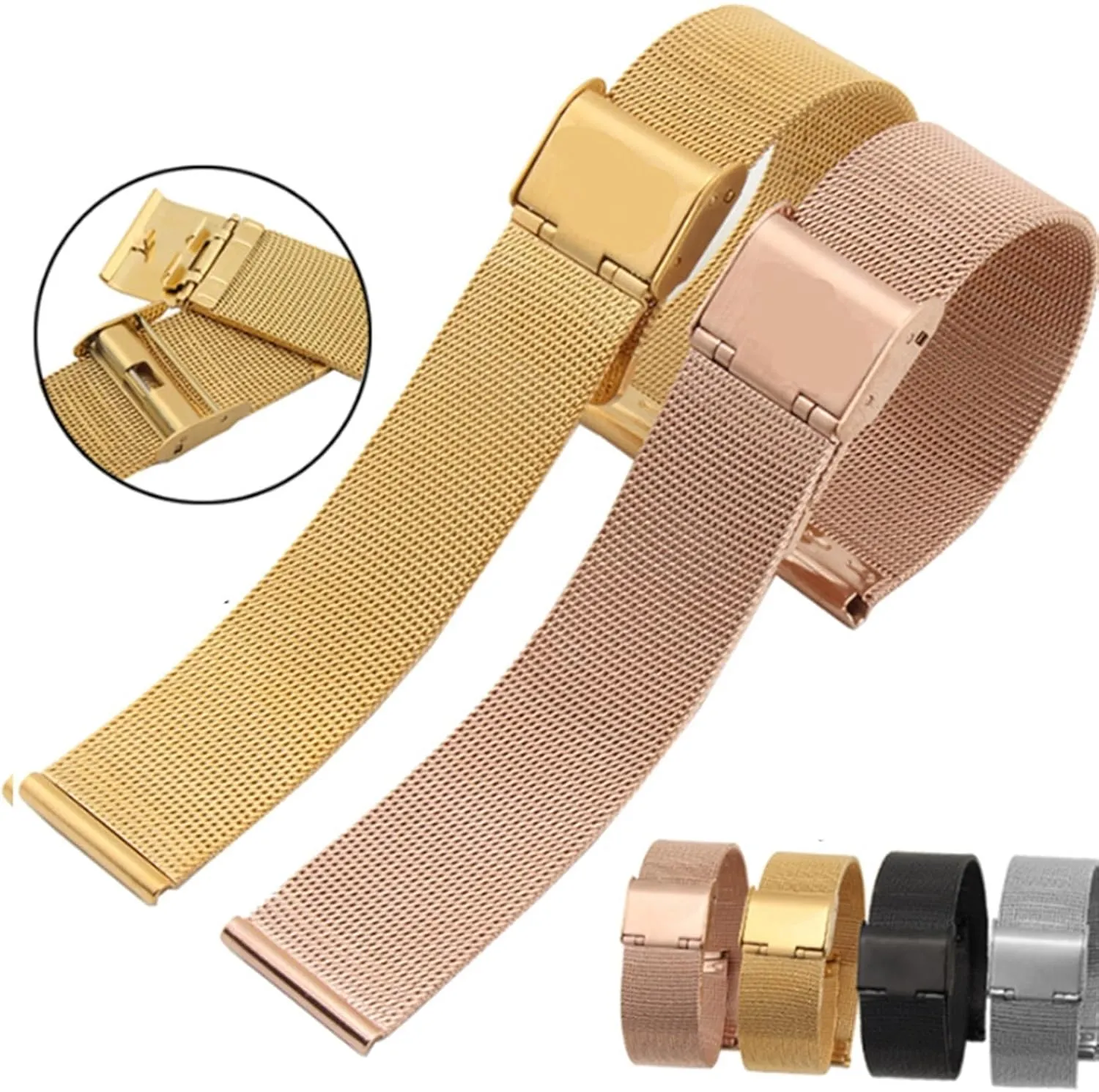 Stainless Steel Woven Mesh Watch Band Universal Quick Release Metal Strap