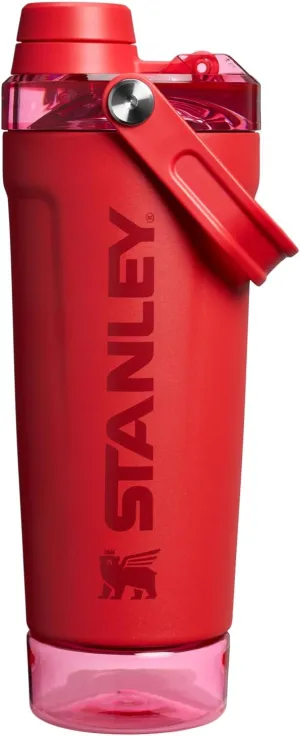 Stanley Activate Shaker Bottle 20 oz | Leakproof Insulated Stainless Steel Shaker Cup | Base Storage and Twist On Fast Flow Lid | Protein Shakes and Pre Workout Powder | BPA-Free | Chili Red