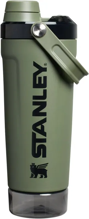 Stanley Activate Shaker Bottle 20 oz | Leakproof Insulated Stainless Steel Shaker Cup | Base Storage and Twist On Fast Flow Lid | Protein Shakes and Pre Workout Powder | BPA-Free | Dried Pine
