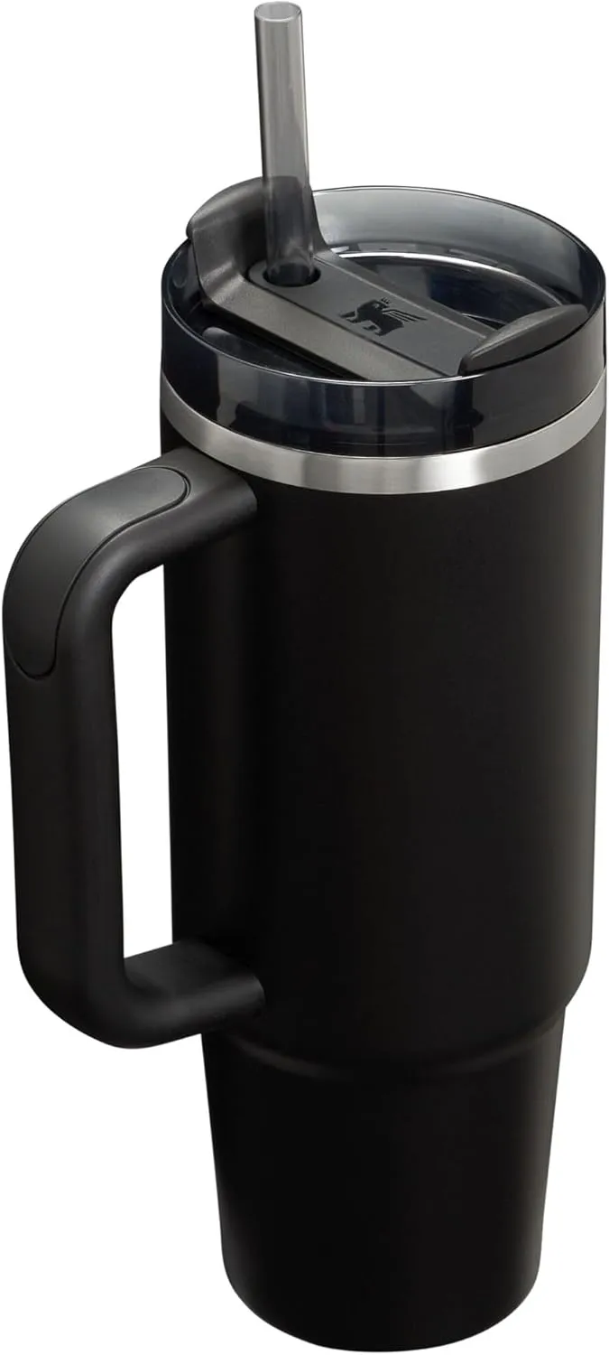 Stanley Quencher H2.0 Tumbler with Handle and Straw 30 oz | Flowstate 3-Position Lid | Cup Holder Compatible for Travel | Insulated Stainless Steel Cup | BPA-Free | Black 2.0