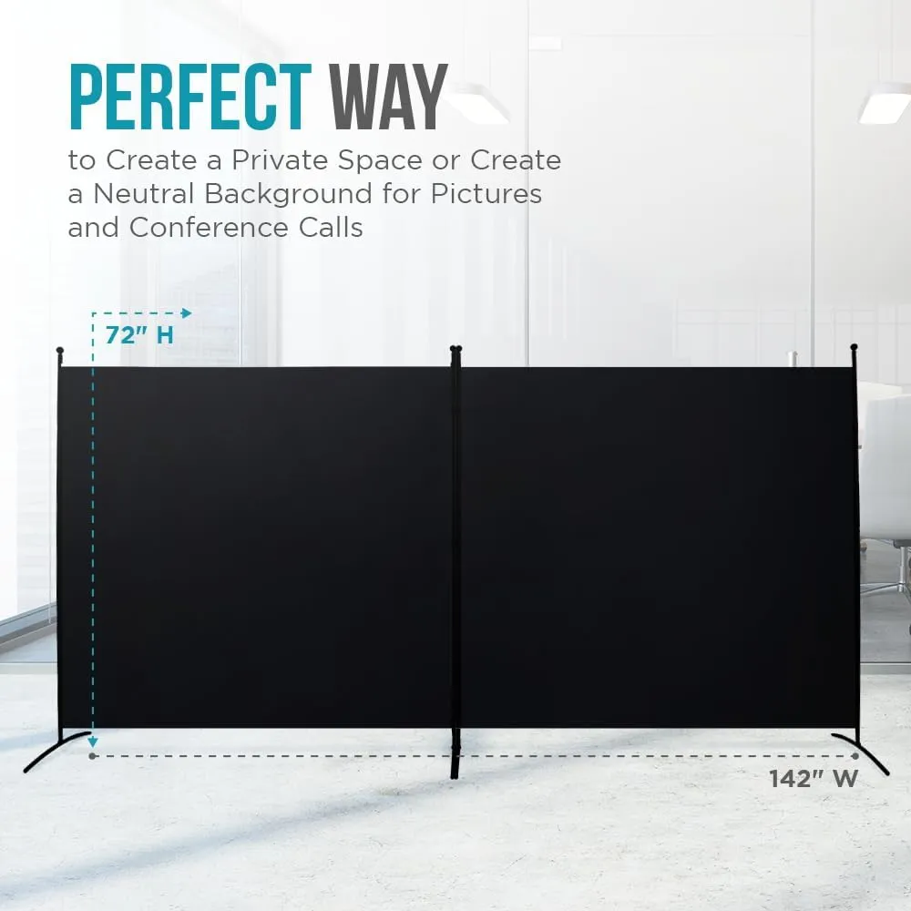 SteelAid Room Divider (Double Panel) – Folding Partition Privacy Screen for Office, Classroom, Dorm Room, Kids Room, Studio, Conference - 142" x 72" - Easy to Assemble, Freestanding & Foldable