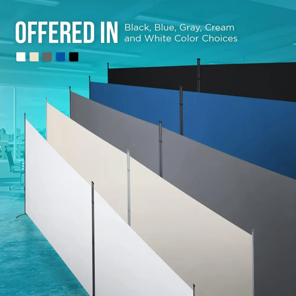 SteelAid Room Divider (Double Panel) – Folding Partition Privacy Screen for Office, Classroom, Dorm Room, Kids Room, Studio, Conference - 142" x 72" - Easy to Assemble, Freestanding & Foldable