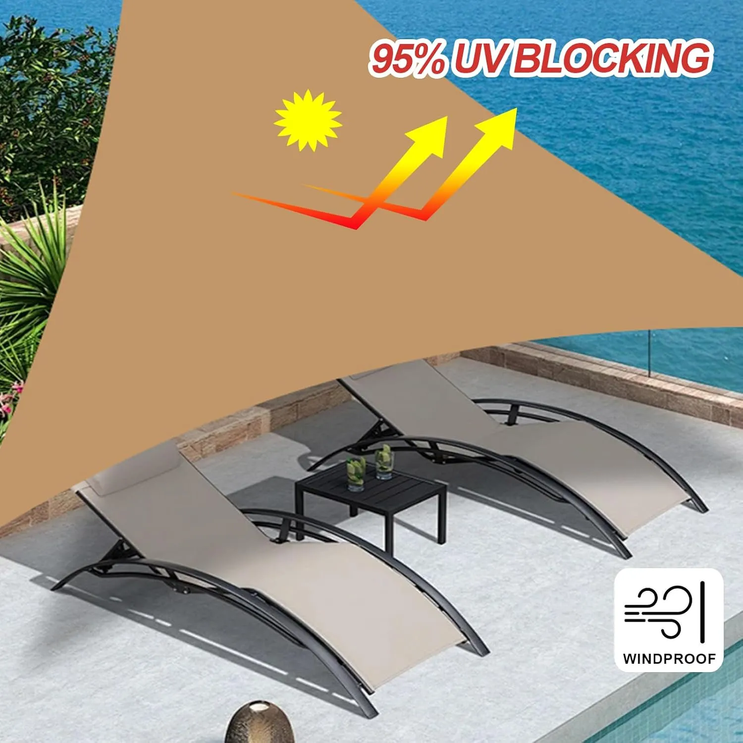 Sun Shade Sail Outdoor Patio, 12' x 12' x 12' Triangle Sand Waterproof & UV Blocking Canopy Sunshade Tarps for Backyard, Deck (We Make Custom Size)