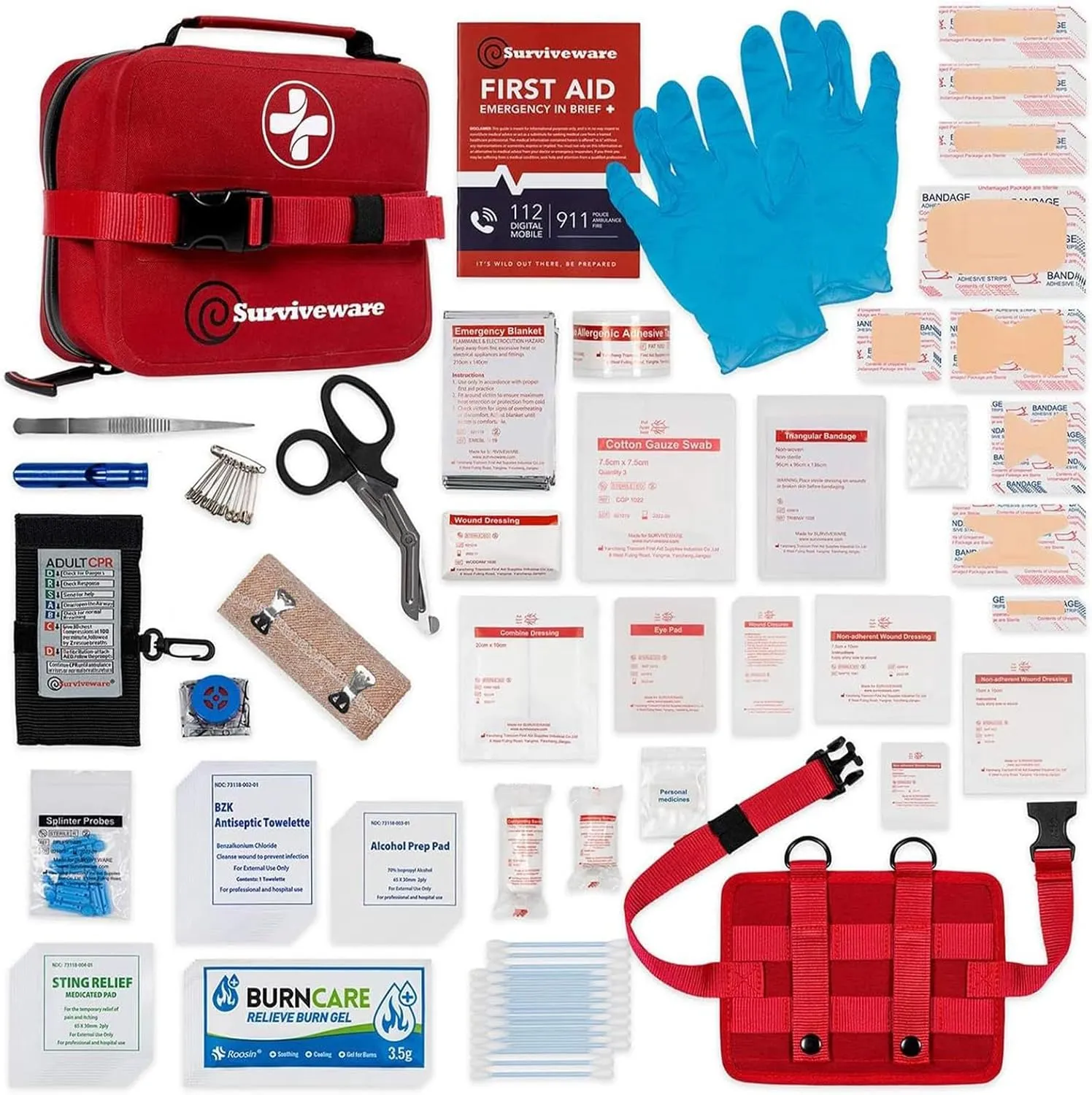 Surviveware Waterproof Premium Survival First Aid Kit - Survival Emergency Preparedness for Travel Camping Gear, Survival Kit and Outdoor Emergencies - HSA & FSA Eligible Survival Kit