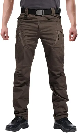Susclude Men's Tactical Pants - Ripstop Work Cargo Pants Outdoor Hiking Military Pants Stretch Trousers with 9 Pockets
