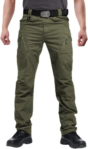 Susclude Men's Tactical Pants - Ripstop Work Cargo Pants Outdoor Hiking Military Pants Stretch Trousers with 9 Pockets