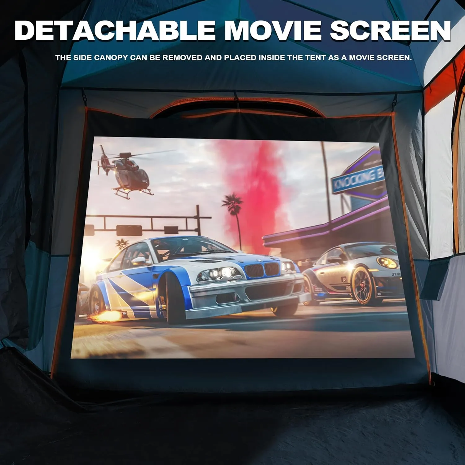 SUV Tent for Camping, Waterproof PU3000mm Spacious Double Layer Design for 5-8 Person, Includes Rainfly and Storage Bag, 8FT L x 8FT W x 7.2FT H (Deep Blue)