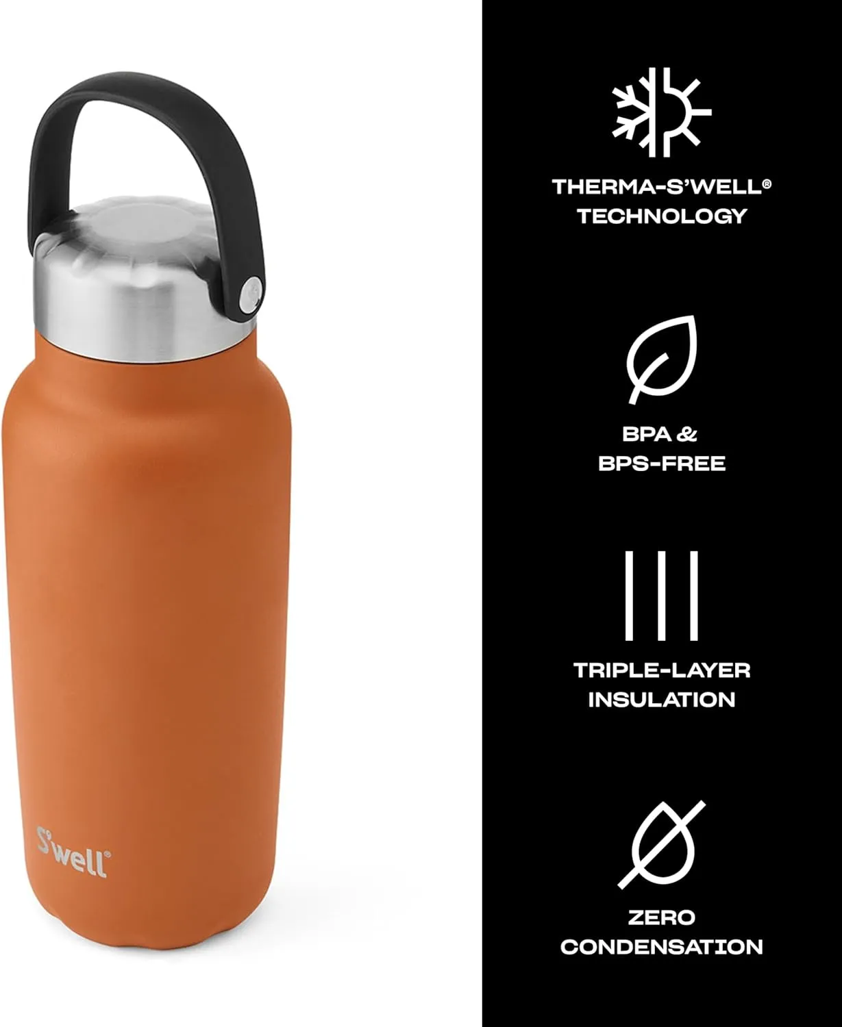 S'well Recycled Stainless Steel Explorer with Insulated Lid and Handle, 32oz, Carnelian, Triple Layered Vacuum Insulated Containers Keeps Drinks Cold for 42 Hours and Hot for 10