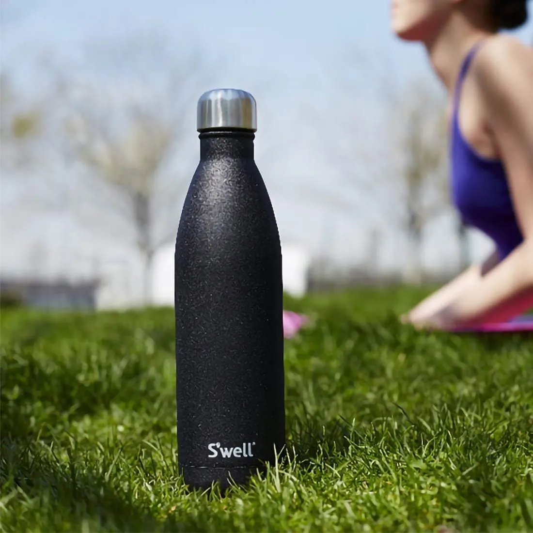 S'well Stainless Steel Water Bottle, 17oz, Onyx, Triple Layered Vacuum-Insulated Containers Keeps Drinks Cold for 36 Hours and Hot for 18, BPA Free, Perfect for On the Go