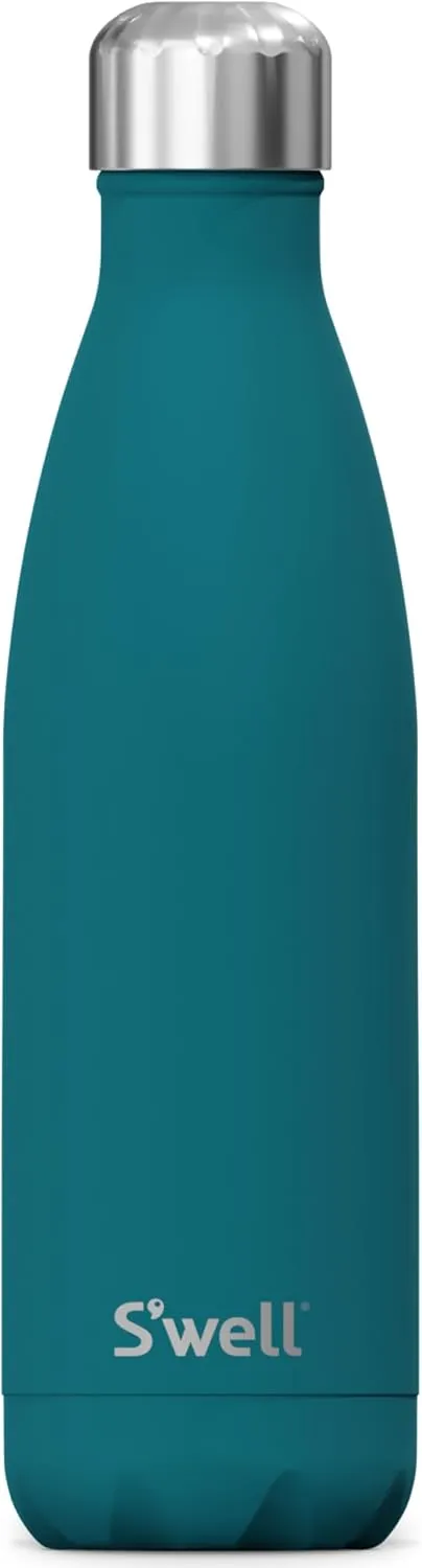 S'well Stainless Steel Water Bottle, 17oz, Peacock Blue, Triple Layered Vacuum Insulated Containers Keeps Drinks Cold for 36 Hours and Hot for 18, BPA Free, Perfect for On the Go