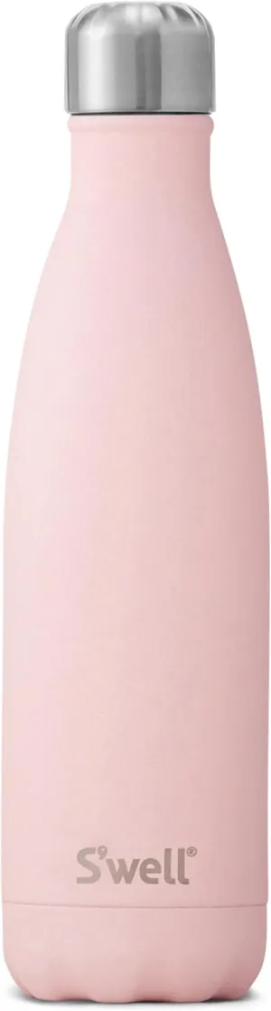 S'well Stainless Steel Water Bottle, 17oz, Pink Topaz, Triple Layered Vacuum Insulated Containers Keeps Drinks Cold for 36 Hours and Hot for 18, BPA Free, Perfect for On the Go