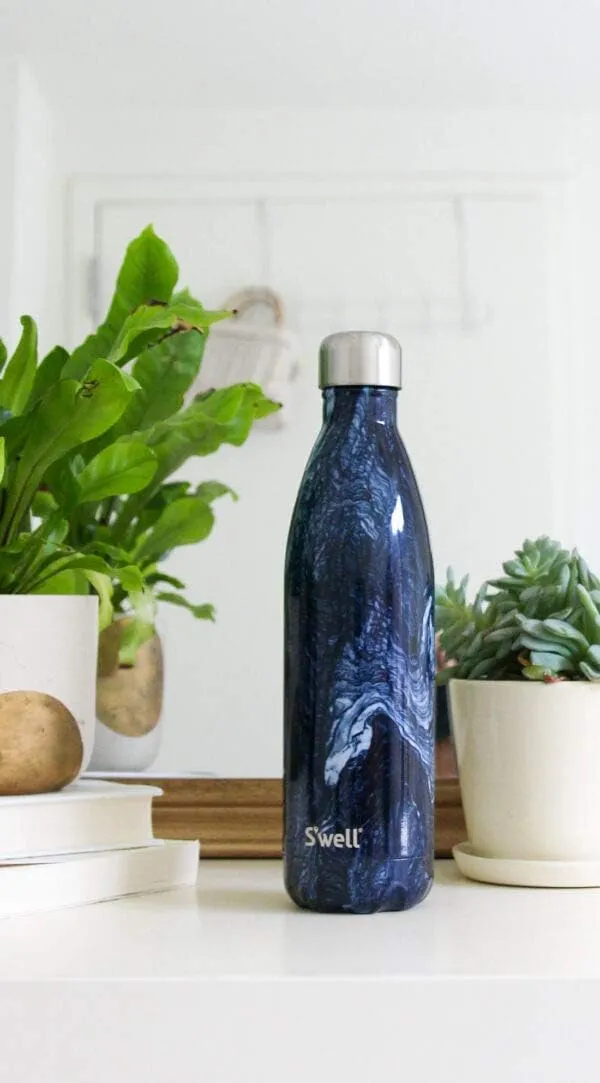 S'well Stainless Steel Water Bottle, 25oz, Azurite Marble, Triple Layered Vacuum Insulated Containers Keeps Drinks Cold for 48 Hours and Hot for 24, BPA Free, Perfect for On the Go