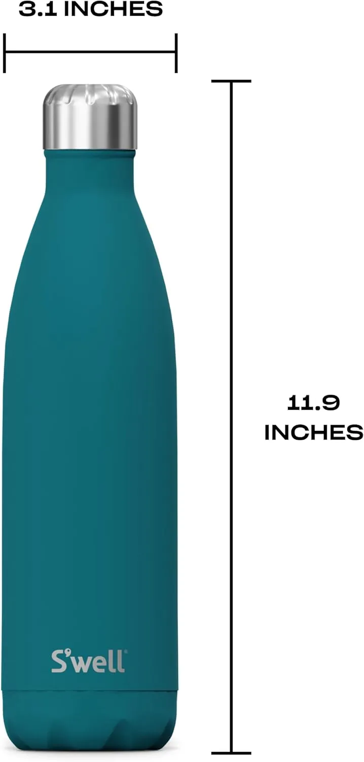 S'well Stainless Steel Water Bottle, 25oz, Peacock Blue, Triple Layered Vacuum Insulated Containers Keeps Drinks Cold for 48 Hours and Hot for 24, BPA Free, Perfect for On the Go