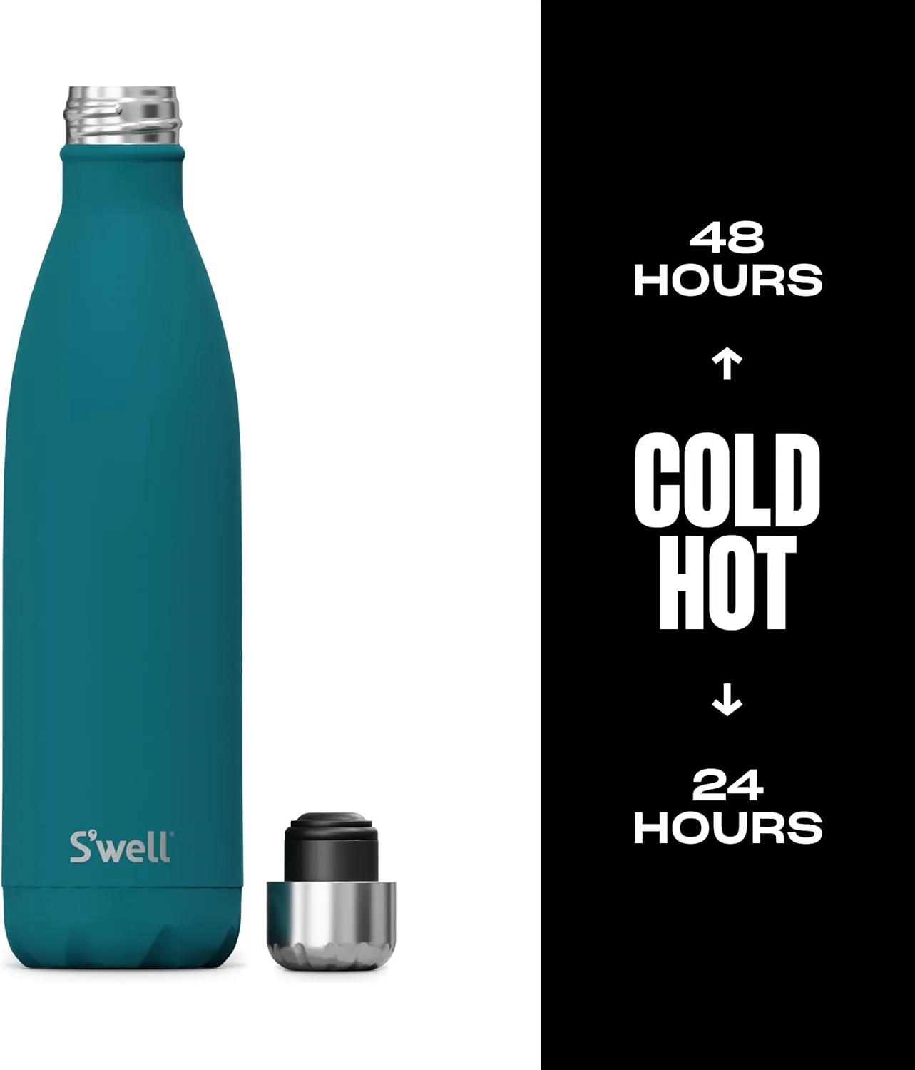 S'well Stainless Steel Water Bottle, 25oz, Peacock Blue, Triple Layered Vacuum Insulated Containers Keeps Drinks Cold for 48 Hours and Hot for 24, BPA Free, Perfect for On the Go