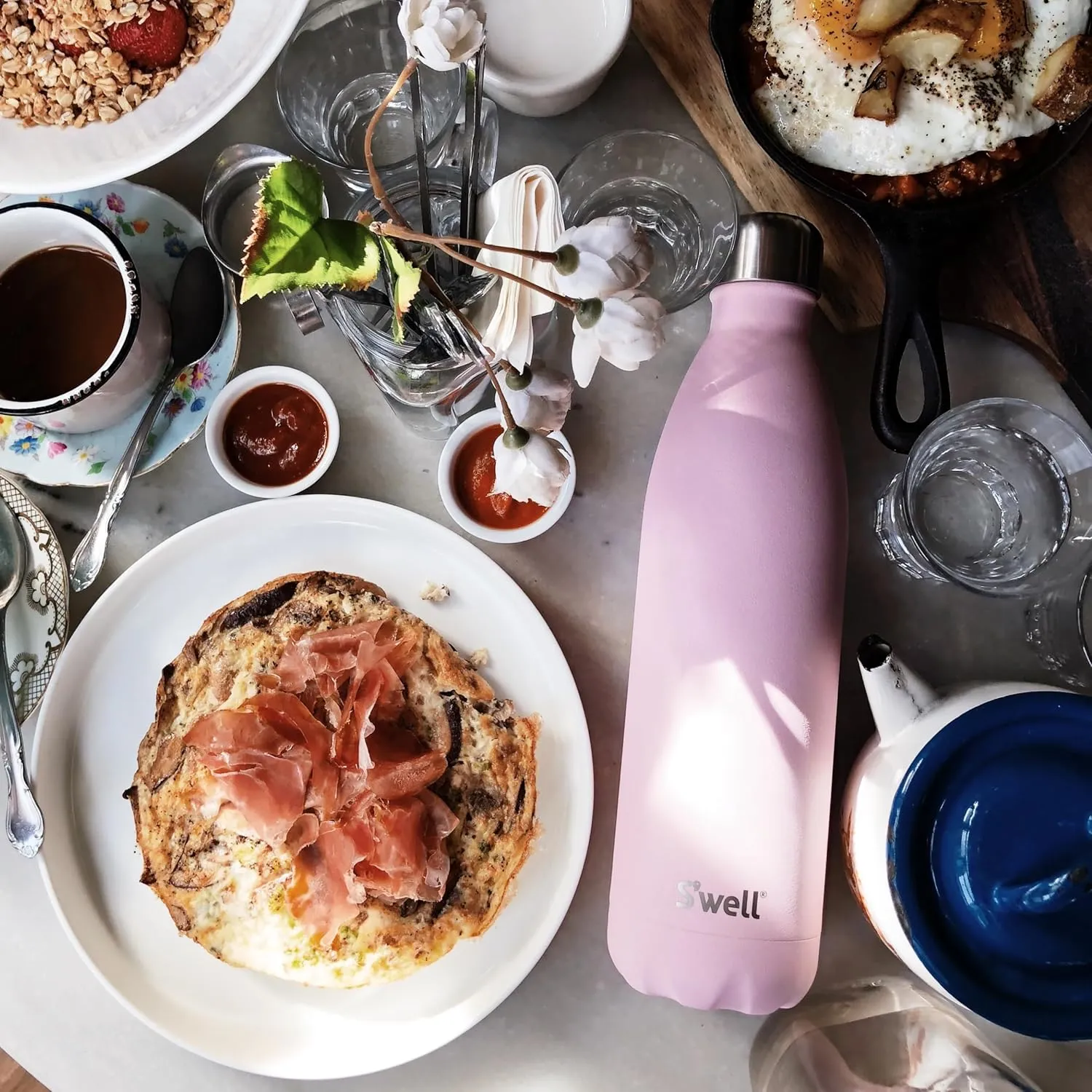 S'well Stainless Steel Water Bottle, 25oz, Pink Topaz, Triple Layered Vacuum Insulated Containers Keeps Drinks Cold for 48 Hours and Hot for 24, BPA Free, Perfect for On the Go